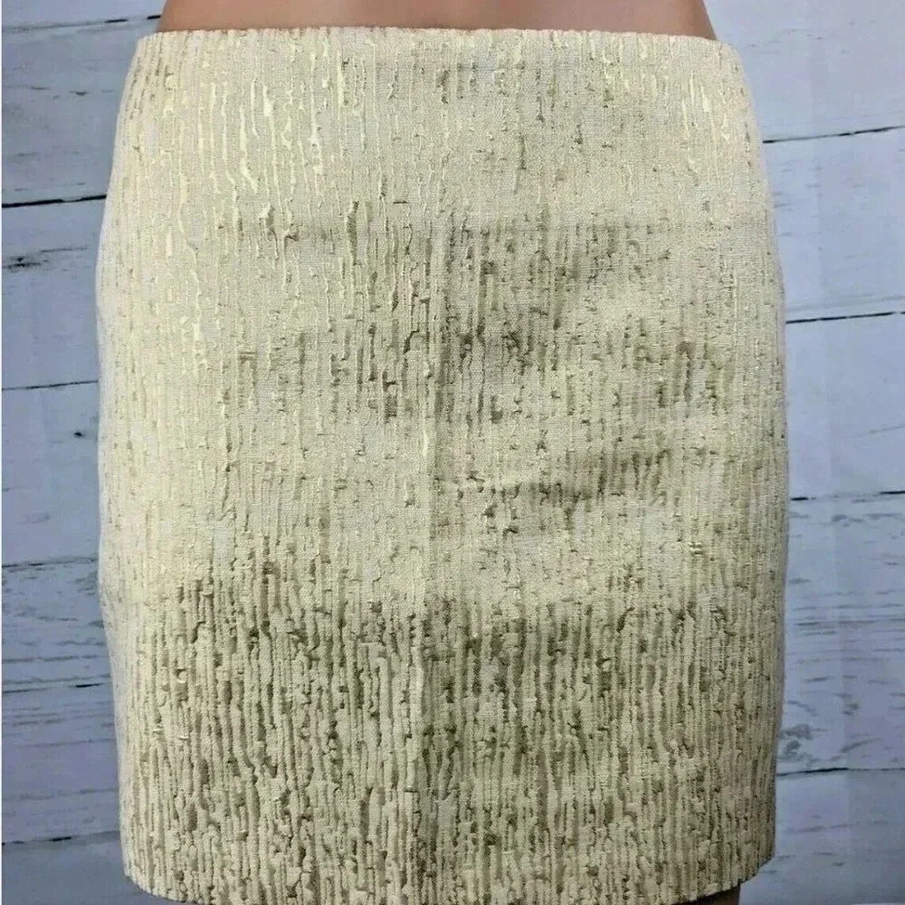 BCX Mini Cream Gold Brocade Skirt